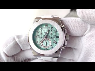 Invicta Reserve Akula 45237 Мужские Спортивные Часы Инвикта Акула на Белом Ремешке с Бирюзовым Циферблатом