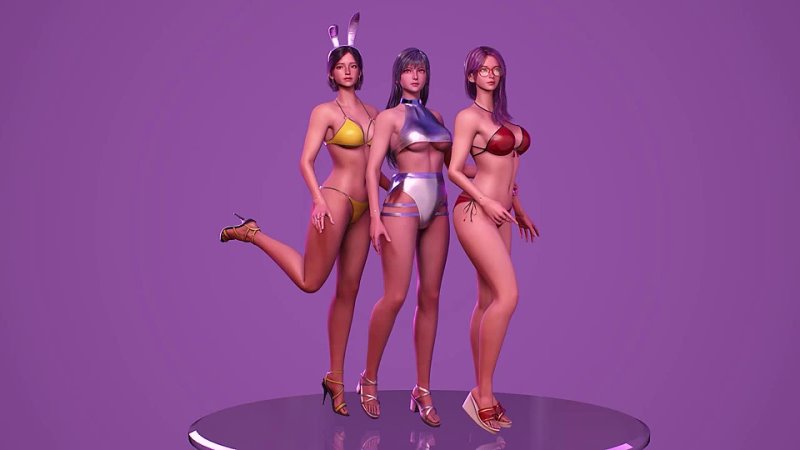Girls in Swimsuits Game Ready Stylized Beach Bikini Casual Realistic
