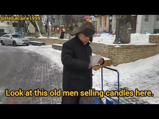 A young Ukrainian nationalist is insulting an old Ukrainian grandpa