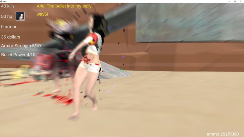 The intestines of the female soldier are exposed in Super bad hero on steam