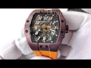 Invicta S1 Rally Diablo 43526 Мужские Механические Часы-Скелетон Инвикта Ралли Дьябло на Оранжевом Ремешке