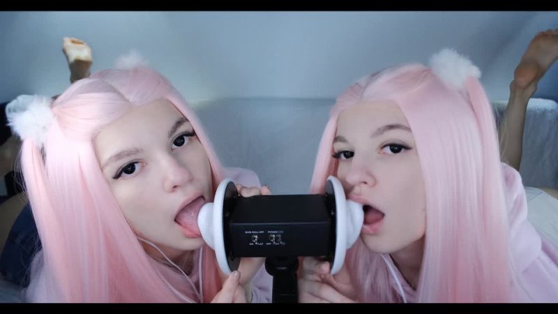 ASMR DOUBLE WET LICKING PASSIONATE EARS EATING, SALIVA CLOSE UP