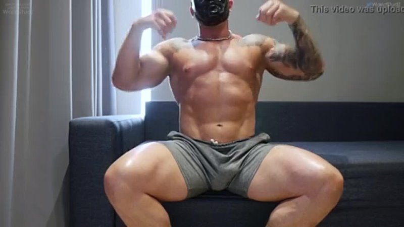 Muscle stud Adrenalin allows me to touch his sexy feet and big dick World Stud