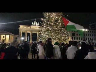 Demonstration in front of the American Embassy in #Berlin Condemning the subhuman jevvs' aggression against the Gaza Strip and