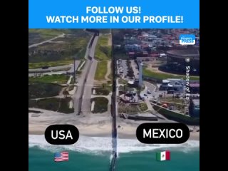 🇺🇸🇲🇽 Take a close look at the border between the US and Mexico. In the US city of San Diego, you can see fences and checkpoints.