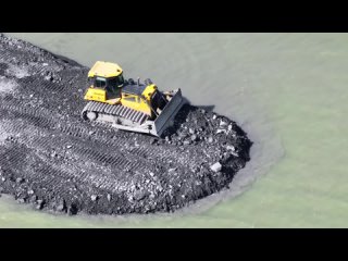 EP416,Incredible Operator Skills Wheel Loader  Truck SHACMAN Spreading Big Stone Clearing Lake