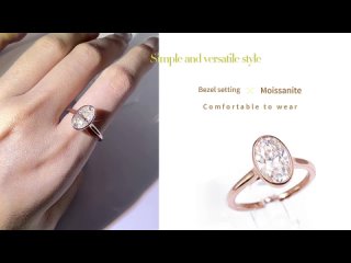 Tianyu Gems Bezel Setting Moissanite Diamond Wedding Ring 14k Rose Gold Ring