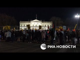 Десятки активистов собрались у Белого дома в Вашингтоне на протестную акцию после ударов США и Великобритании по хуситам в Йемен