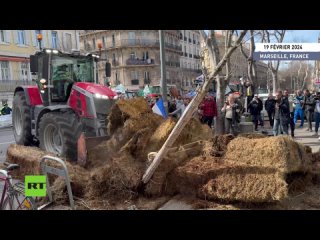 Marseille : les agriculteurs ont dvers du fumier devant la Direction rgionale de l'environnement, de l'amnagement et du