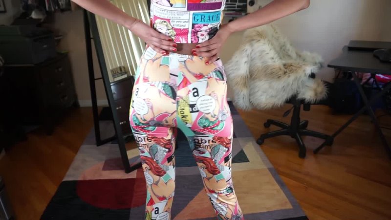 sexy, girl, sexygirl, panty, boobs, ass, tryon, tryonhaul, lingerie Pop Art Leggings l SHEIN Try On