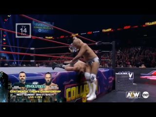 Jun Akiyama sending Bryan Danielson to the arena floor with the knee drop! - -