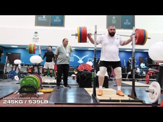 Lasha Talakhadze Loosens Up with 145kg Muscle Snatches and Squats