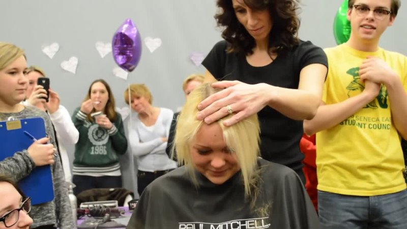 long to shorter hair cuts - beautiful blonde gets haircut and headshave like britney spears