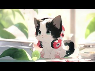Kitten with Headphones 4K