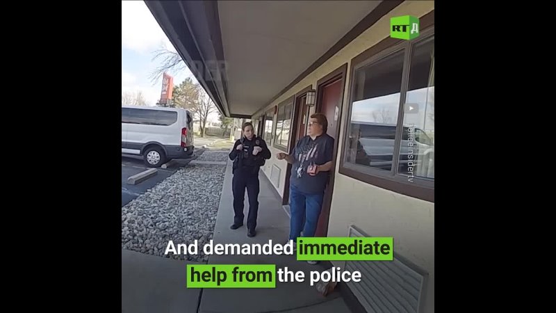 An American has been arrested and forcibly removed by police from her hotel room. This followed Angela