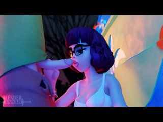 Velma animation part1 Scooby Doo BlenderKnight big breasts penis cum on tongue blowjob titty fuck