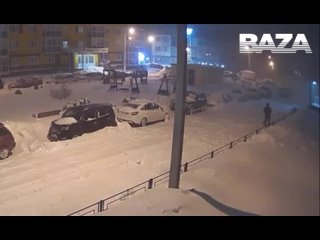 Рухнувший с крыши снег чуть не прибил мужчину с собачкой в Воронеже