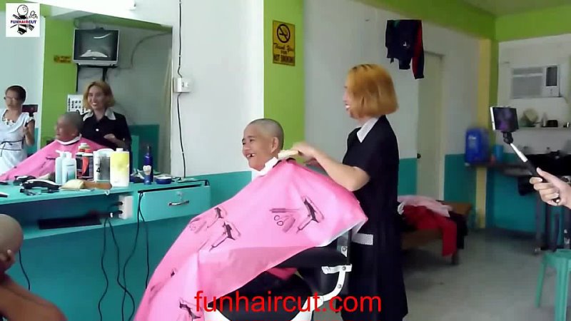 FUNHAIRCUT channel Girl shaved from long hair to bald FULL