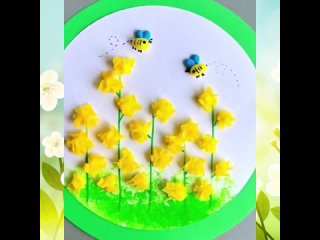 🐝🌻 ПРОГЛОДАВШИЕСЯ ПЧЕЛКИ и первые весенние цветочки. Детская аппликация с использованием воздушного пластилина.