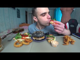 МУКБАНГ НАРЕЗКИ ЛУЧШЕЕ - BLACK БУРГЕР / ЭКЛЕРЫ С ЛОСОСЕМ / БЛИНЫ С ИКРОЙ / Mukbang АСМР 05. 02. 2024