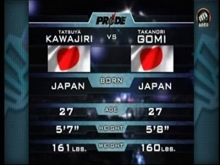 102 из 537. PRIDE 2005 Bushido 9. Tatsuya Kawajiri vs Takanori Gomi