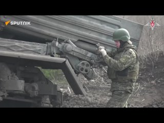 Crews of the MLRS “Grad“ support the offensive of the Russian army in the Zaporozhye region