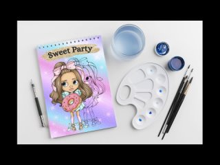 Скетч раскраска блокнот для маркеров, девочкам и подросткам, формат А5, Сладкая пати (Sweet Party) #222 - №1