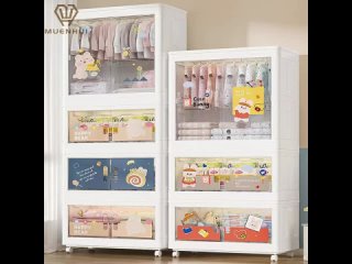 MUENHUI New Design Transparent Design Cartoon Plastic Wardrobe