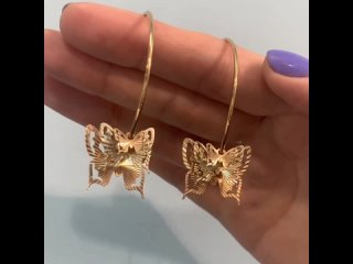 Серьги Конго с бабочками из золота 585