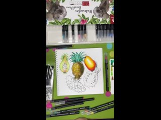 Рисуем фрукты акварельными маркерами