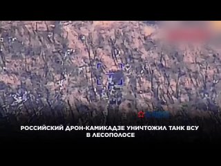 Маскировка не помогла: Российский дрон-камикадзе уничтожил танк ВСУ в лесополосе