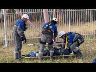 Тренировка по спасению пострадавшего на ОРС-40 Управления связи ООО Газпром трансгаз Ухта