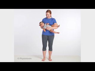 Переноска ребенка лежа на боку с растяжением бокового сгибания (кривошея)