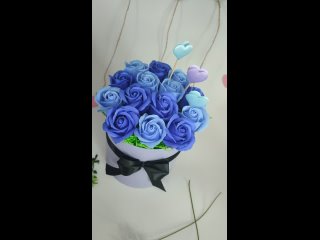 Великолепный букет из мыльных роз в синих тонах🔥(15 бутонов)