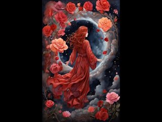 Рыжеволосая девушка с галактической розой