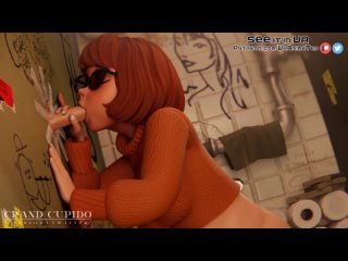 Velma Dinkley from Scooby-Doo playing with ass and enjoying at glory hole r34