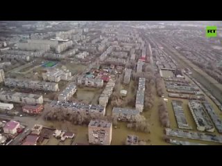 Drone footage shows the extent of flooding after a dam burst in Russia’s Orsk