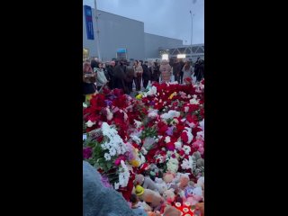 Народный мемориал возник у стен «Крокуса» в память о невинных жертвах теракта. Сотни неравнодушных людей несут к месту трагедии