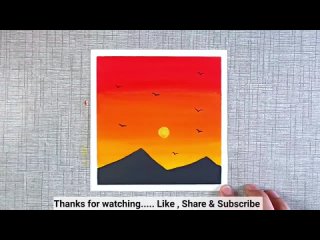 Sunset painting _ Poster colour painting ideas for beginners