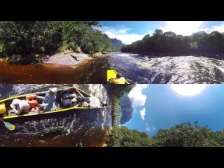 Trip to Angel Falls, Venezuela. Angel Falls and its surroundings. Aerial 360 video in 8K