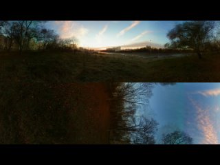 Панорамное Видео 360 VR 4K. Морозное осеннее утро в городе. Восход солнца.Samsung gear 360
