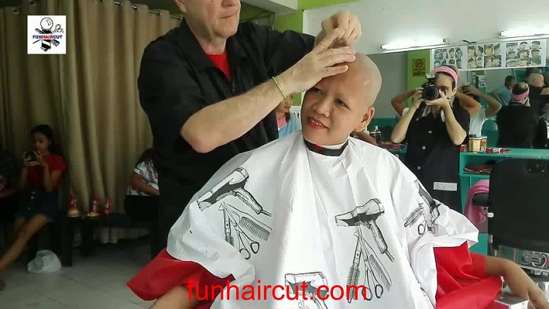 FUNHAIRCUT channel Bianca Long hair to bald, eyebrows and face shave FULL
