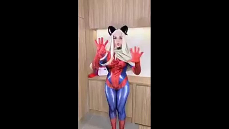 [No Panties, No Bra] ❤️🕷️ Spiderman Girl Cosplay 💙🕸️ [Underwear Introduction]