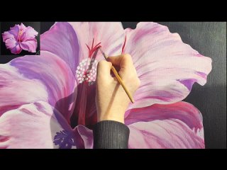 Pink Hibiscus_ Acrylic painting tutorial N2