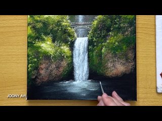 How to Paint a Beautiful Waterfall _ Acrylic Painting for Beginners