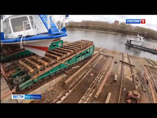 После капитального ремонта в Костроме спустили на воду теплоход «Москва»
