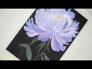 Glowing Peony Flower _ Acrylic Painting on Canvas #198 (720p)