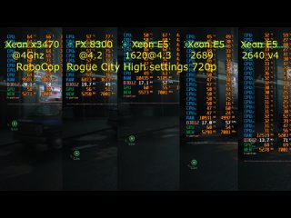 RoboCop  Rogue City_Xeon x3470@4 vs FX8300@4.2 vs Xeon1620@4.3 vs Xeon2689 vs Xeon2640v4  + RTX2060s