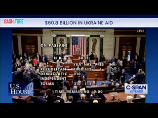 Палата представителей Конгресса США радуется принятию закона о выделении 60,8 млрд долларов Украине