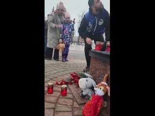 Волонтеры и жители несут цветы к мемориалу «Журавли»